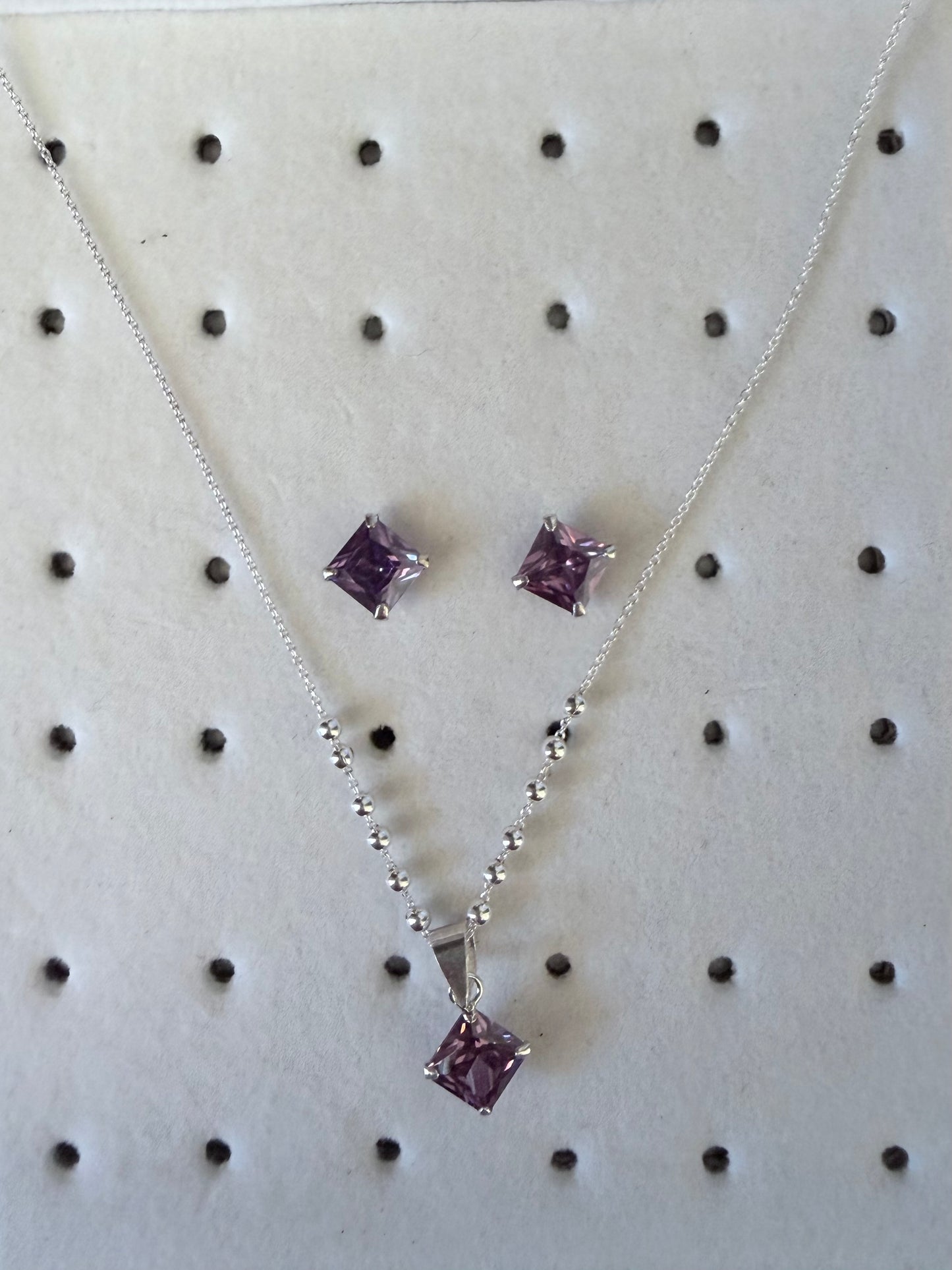 Conjunto circon violeta- Plata 925