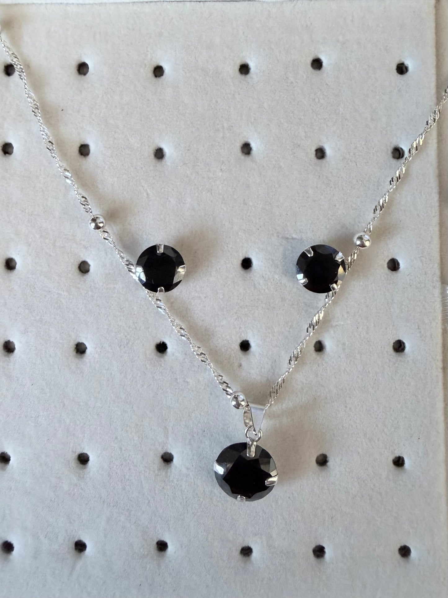 Conjunto circon negro- Plata 925