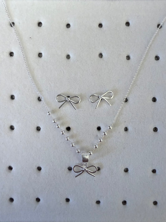 Conjunto lazo coquette- Plata 925